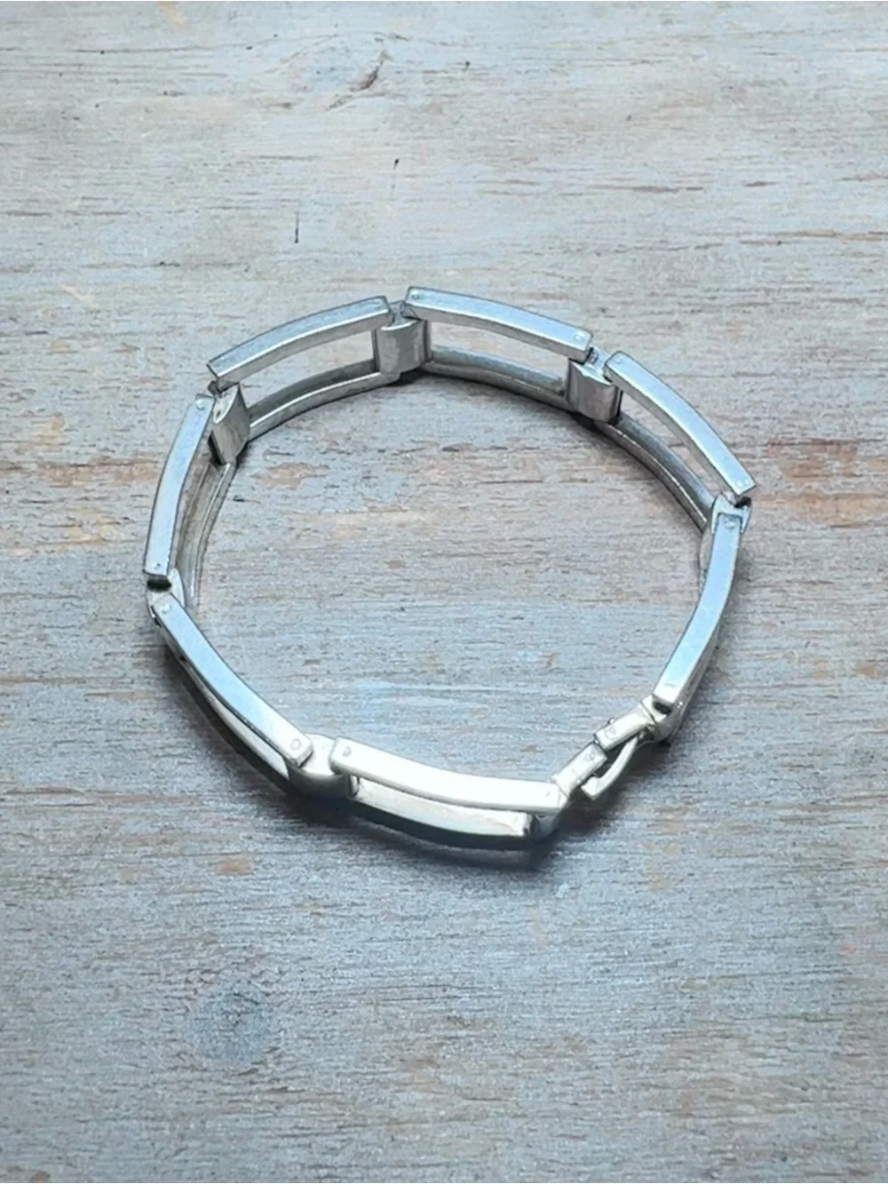 Vintage 925 Sterling Silver Rectangle Link Bracelet